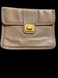 Vintage Juicy Couture Taupe Leather Turn-Lock Envelope Clutch / iPad Sleeve