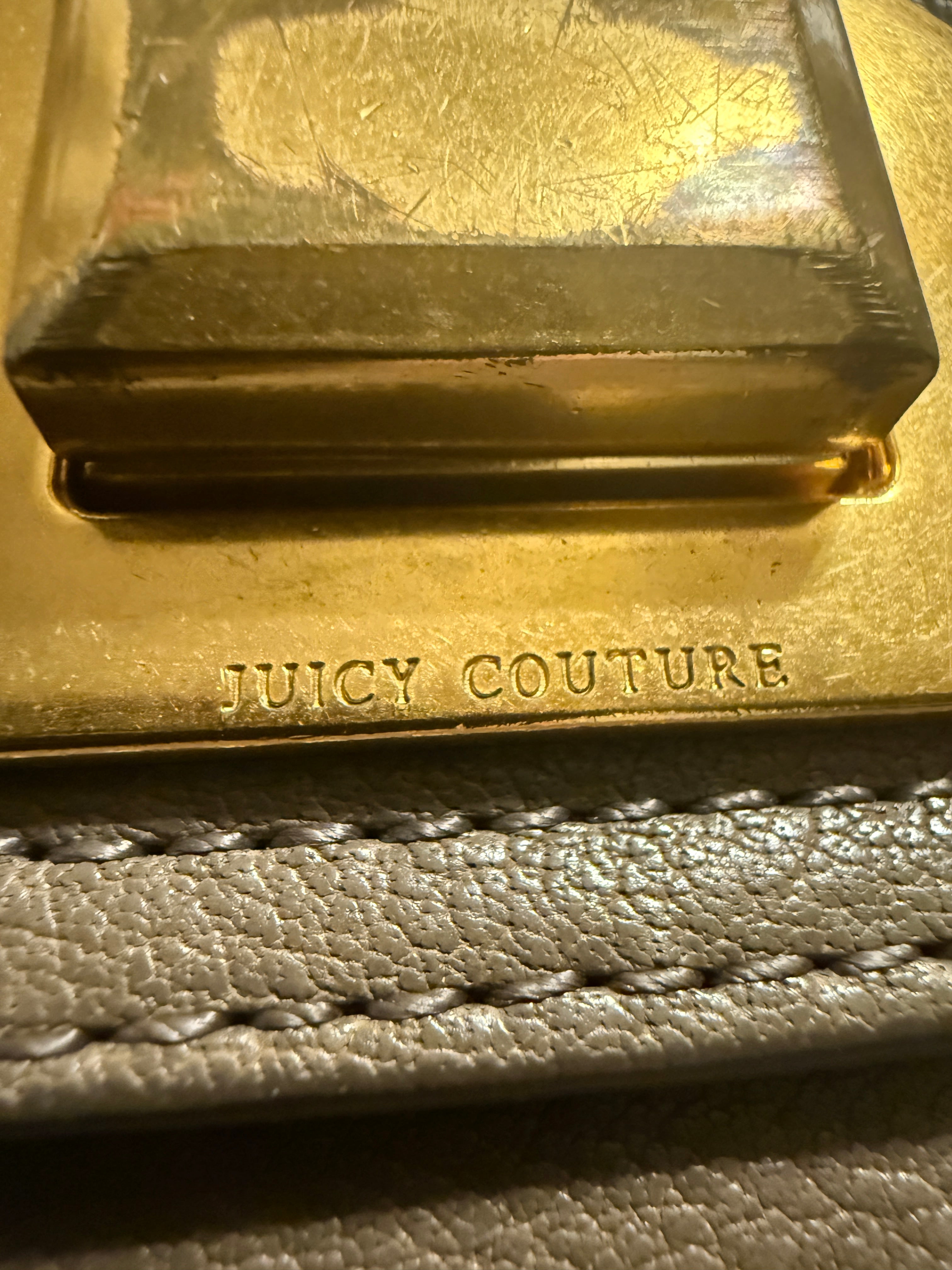Vintage Juicy Couture Taupe Leather Turn-Lock Envelope Clutch / iPad Sleeve