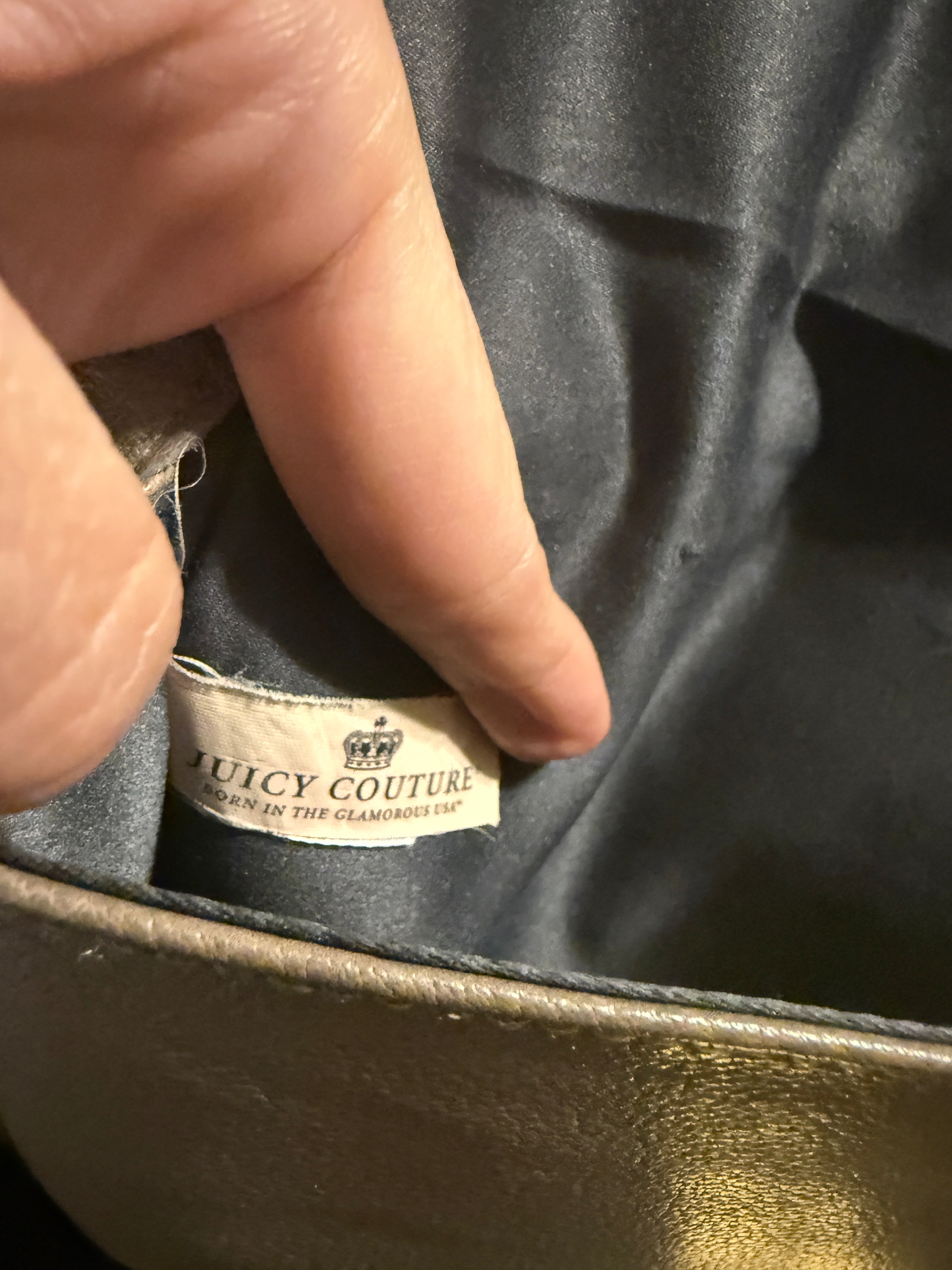 Vintage Juicy Couture Taupe Leather Turn-Lock Envelope Clutch / iPad Sleeve