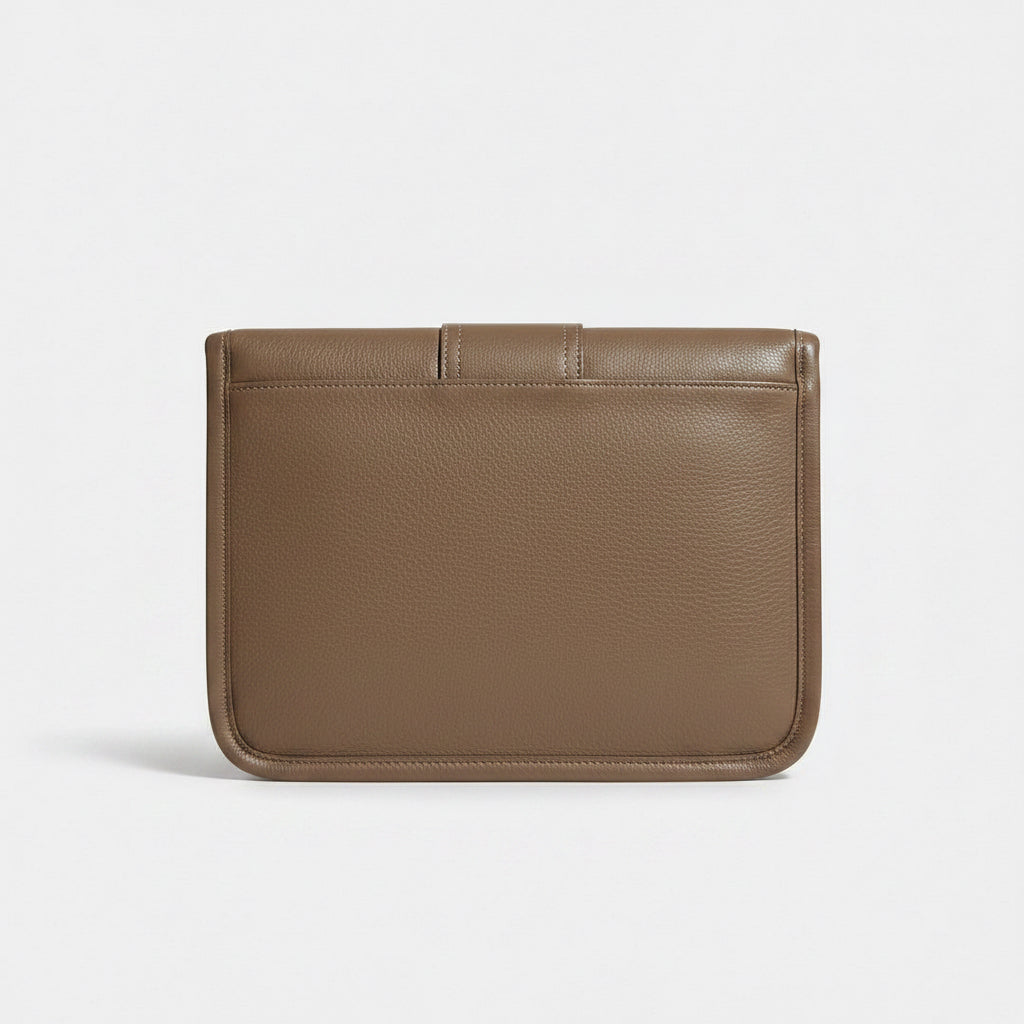 Vintage Juicy Couture Taupe Leather Turn-Lock Envelope Clutch / iPad Sleeve