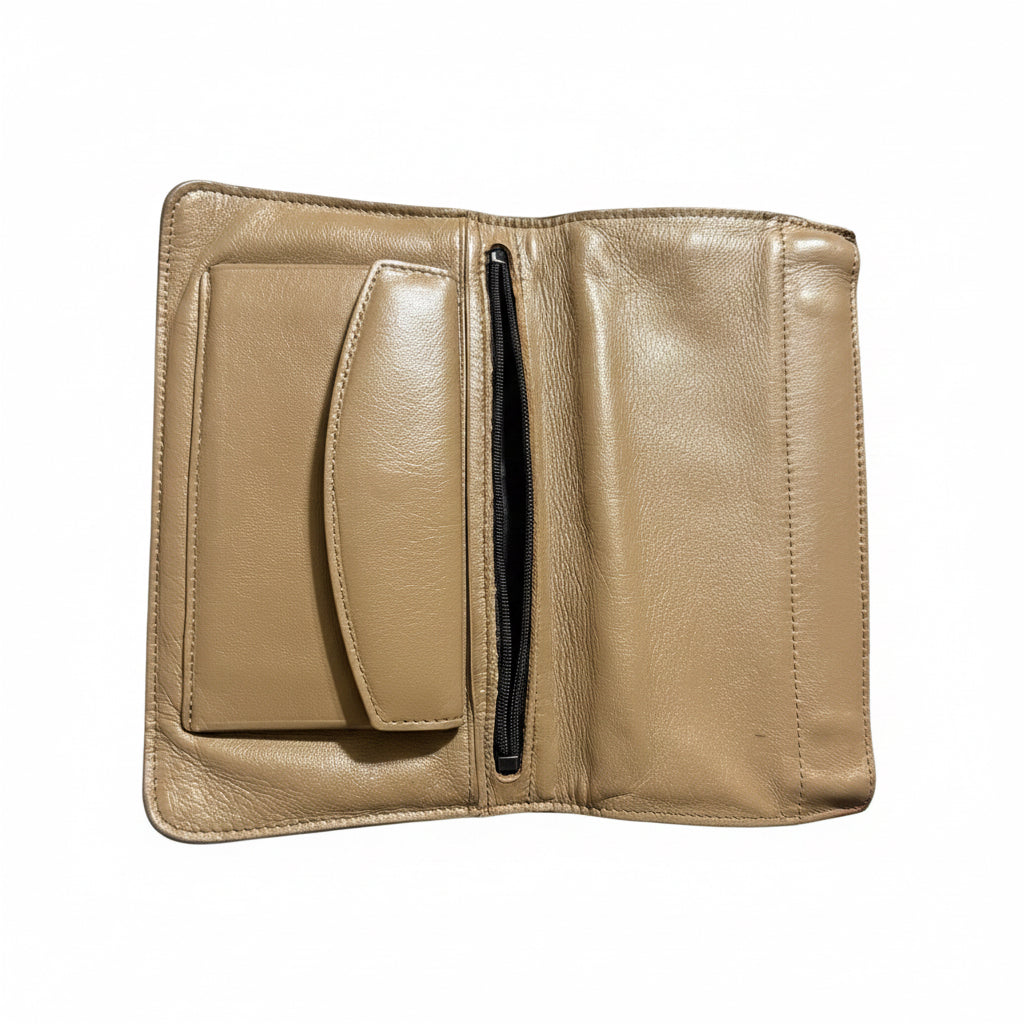 Vintage Bosca Full Grain Hide Leather Clutch Wallet – Sand/Taupe