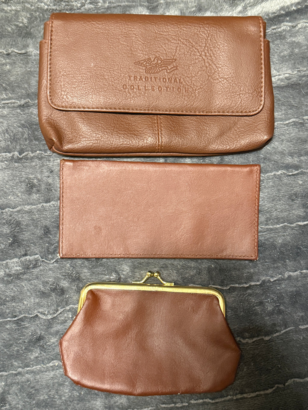 Vintage Victory "Traditional Collection" 3-Piece Fine Leather Accessory Set – Cognac Brown