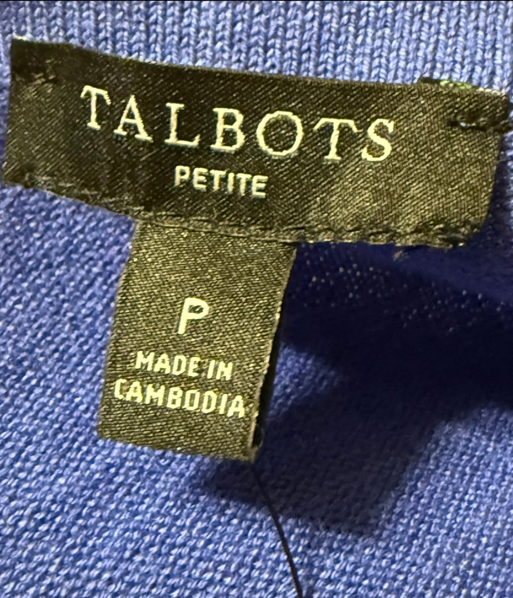 Talbots Charming Cardigan – Biscayne Blue Scallop Edge