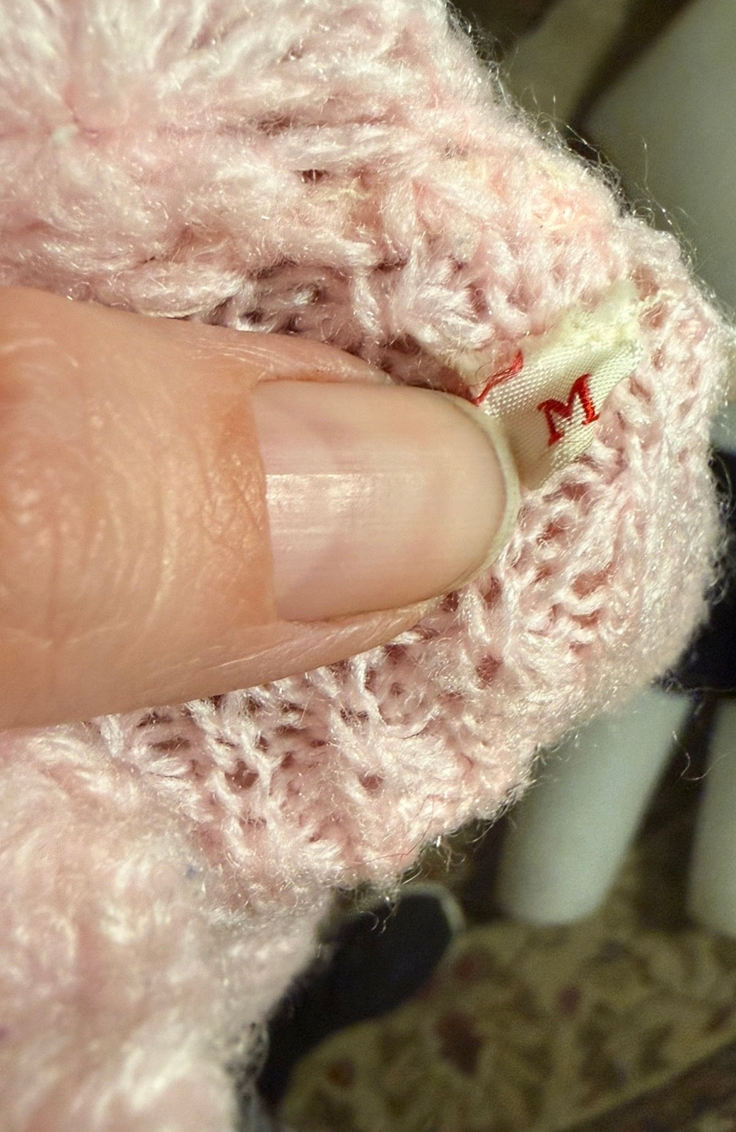Vintage-Inspired Blush Pink Pointelle Knit Cardigan with Scalloped Trim