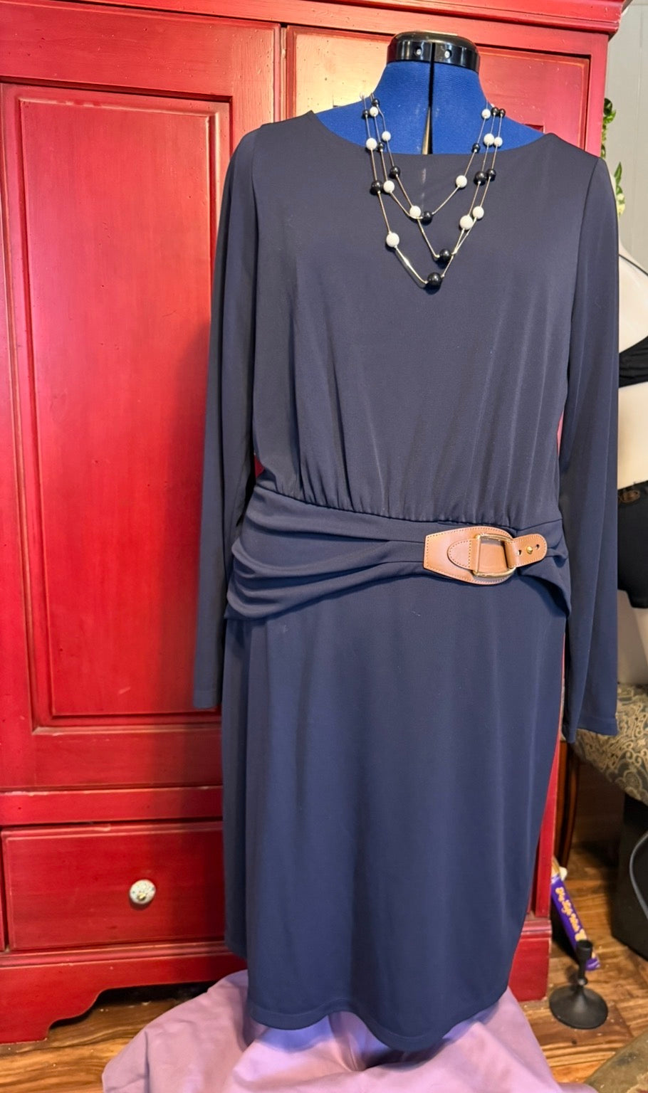 Lauren Ralph Lauren Buckle-Trim Stretch Jersey Dress