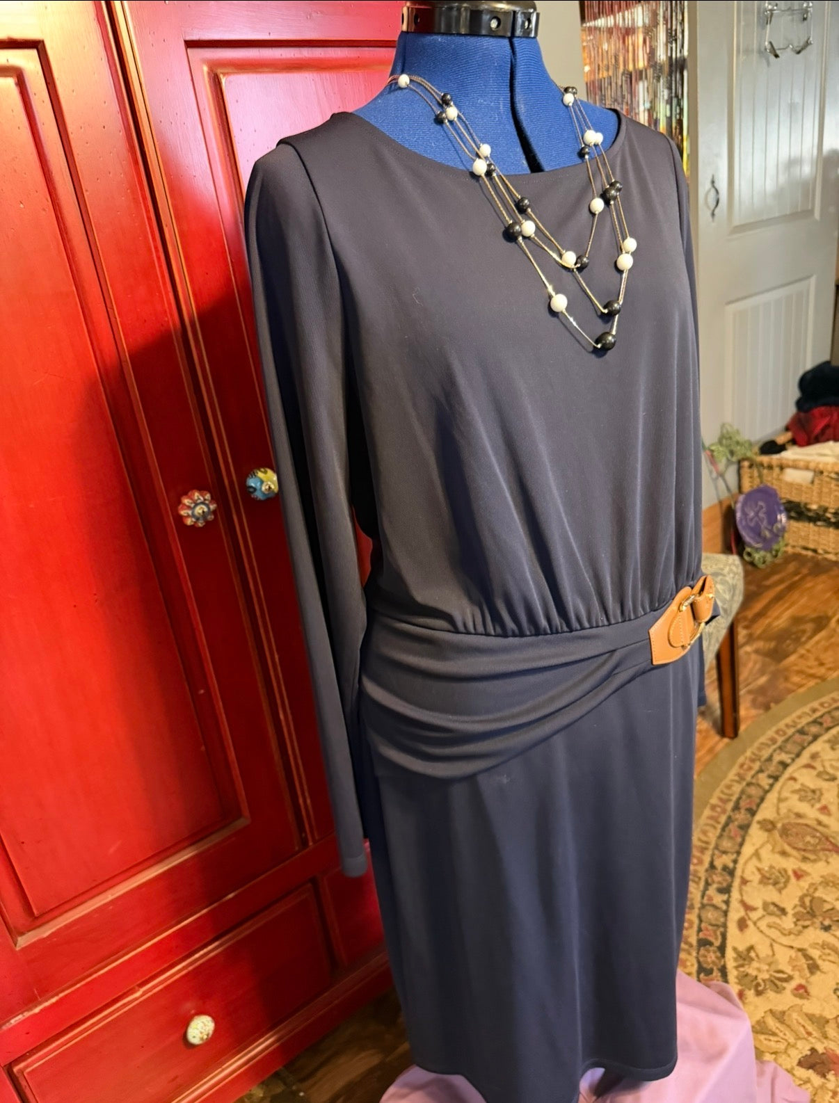 Lauren Ralph Lauren Buckle-Trim Stretch Jersey Dress