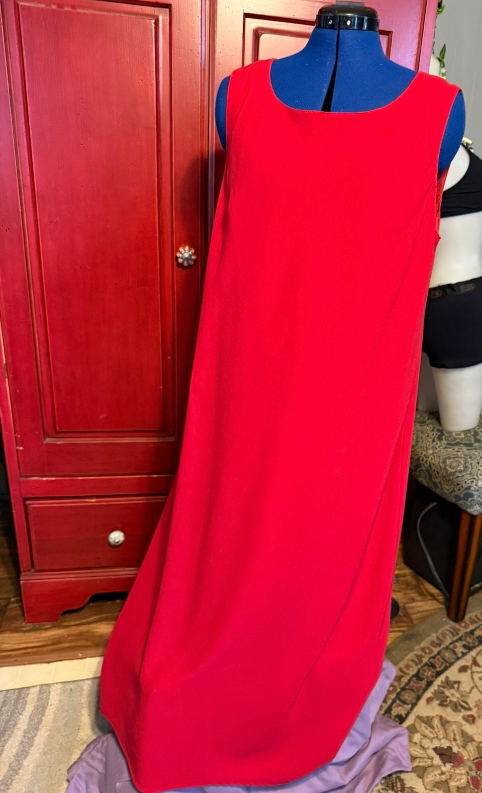 90s Plaza South Red Sleeveless Midi Dress