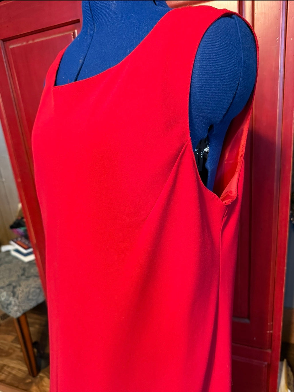 90s Plaza South Red Sleeveless Midi Dress