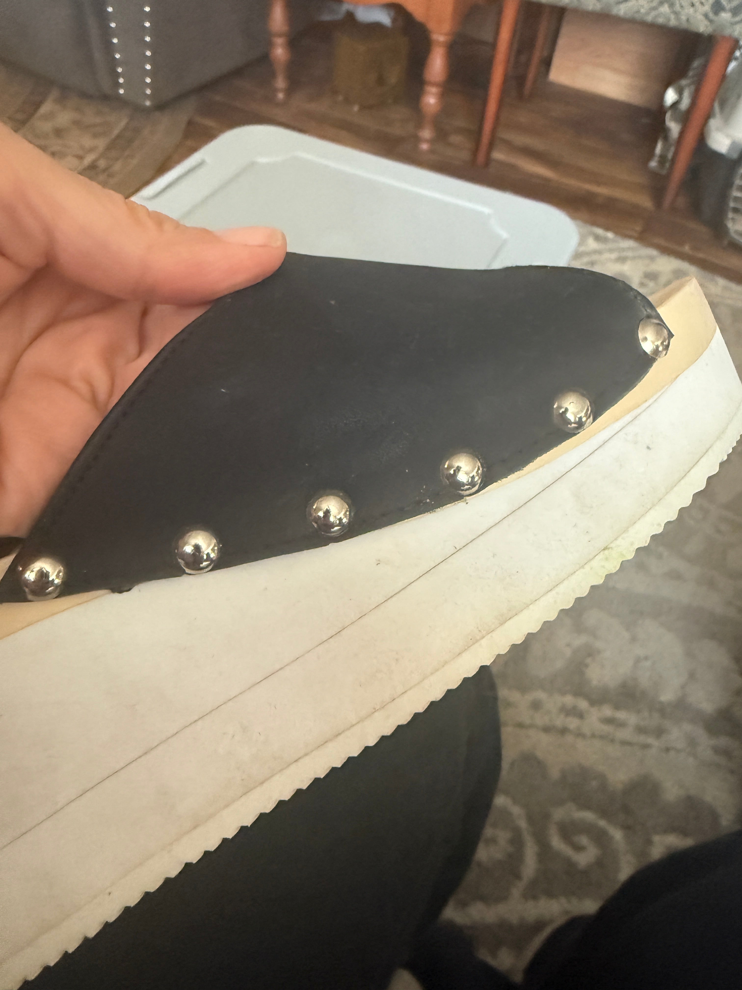 BoHo Studded Wooden Wedge Mule Heels