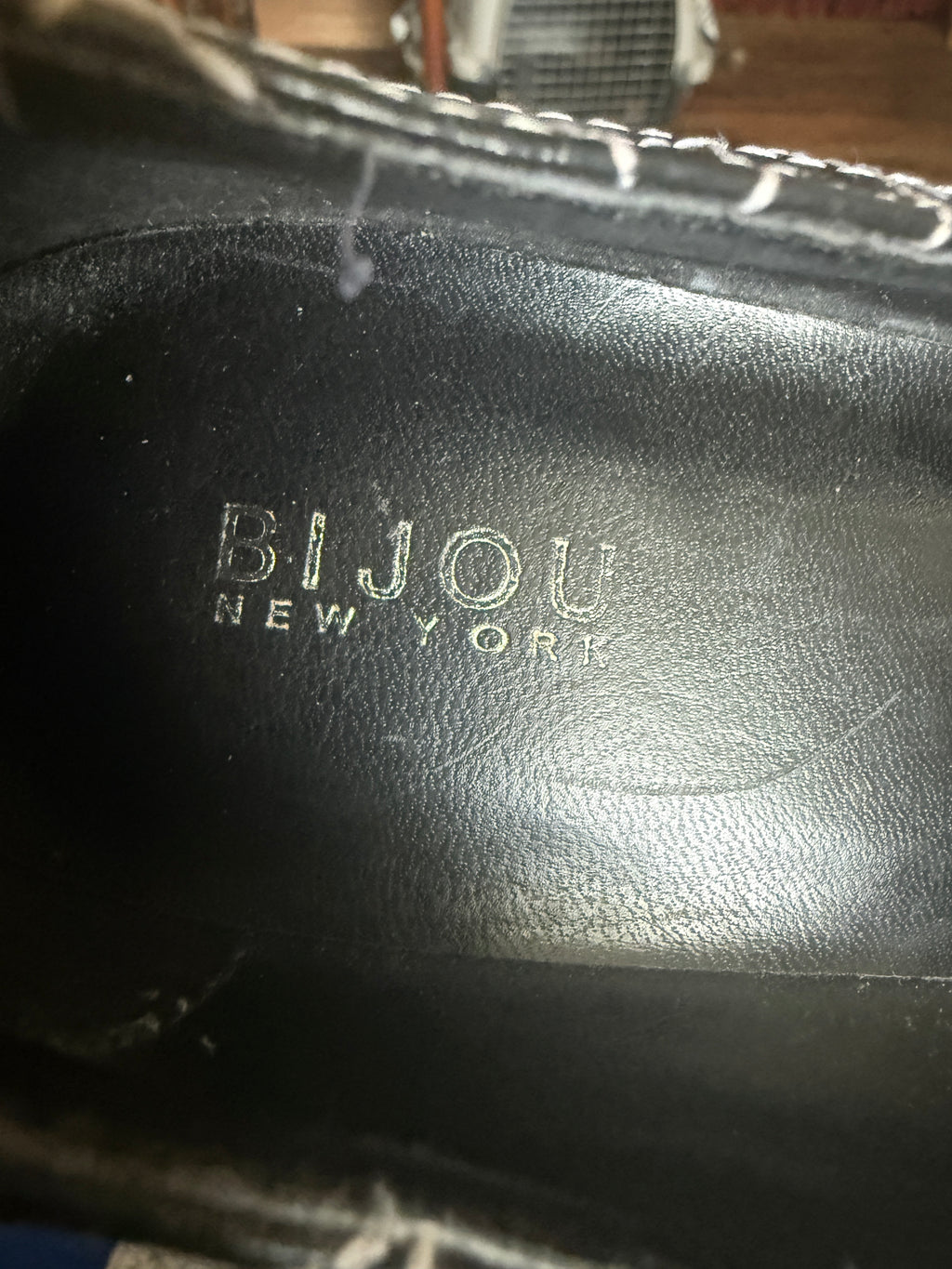 BijouNew York Black Quilted Leather Pumps- Geometric Contrast Stitch