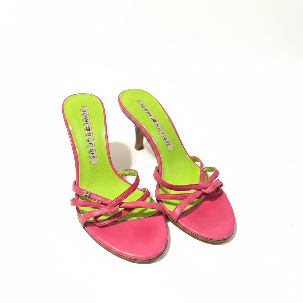 Vintage Y2K Tommy Hilfiger Kitten Heels pink/limegreen