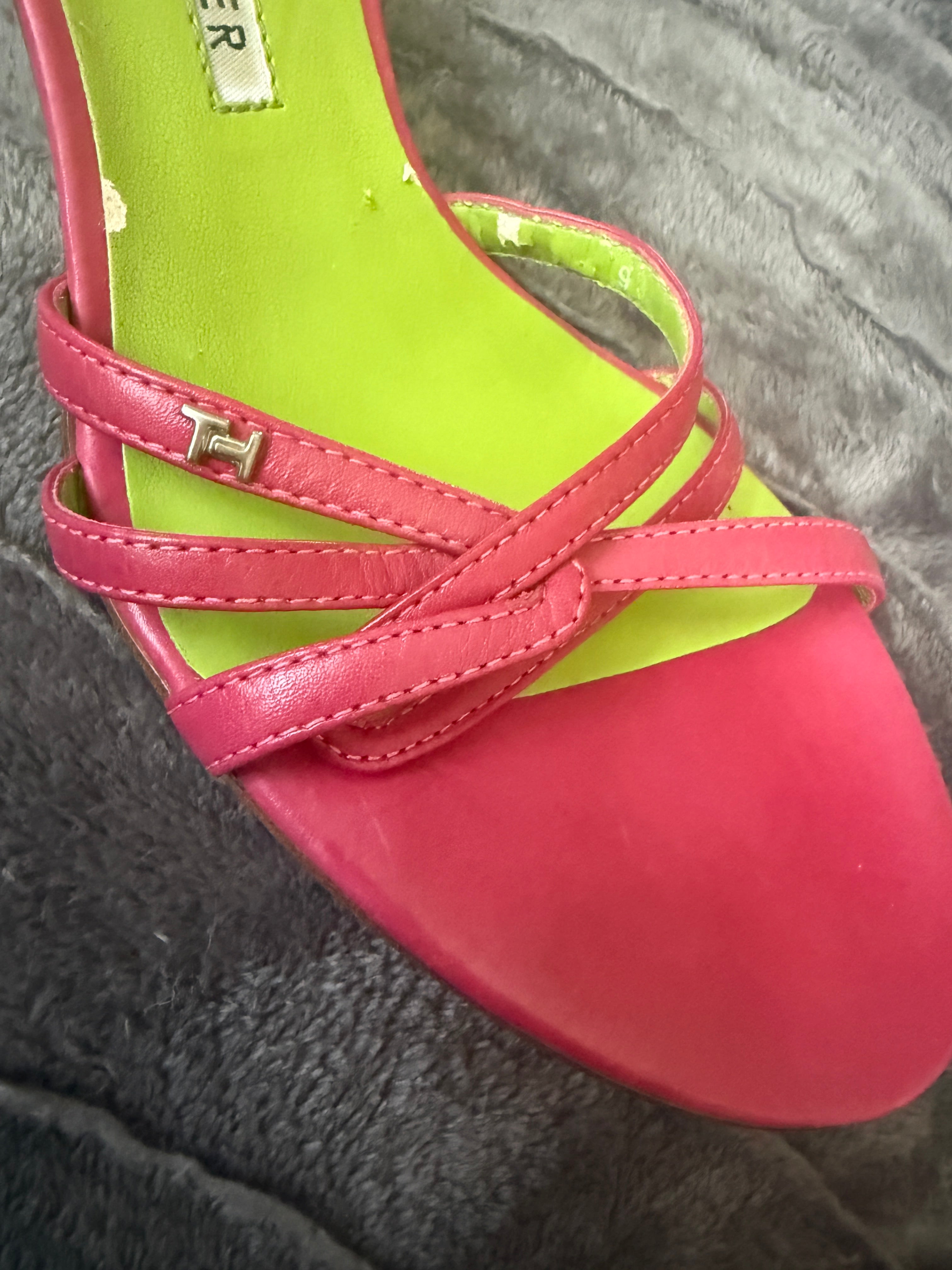 Vintage Y2K Tommy Hilfiger Kitten Heels pink/limegreen