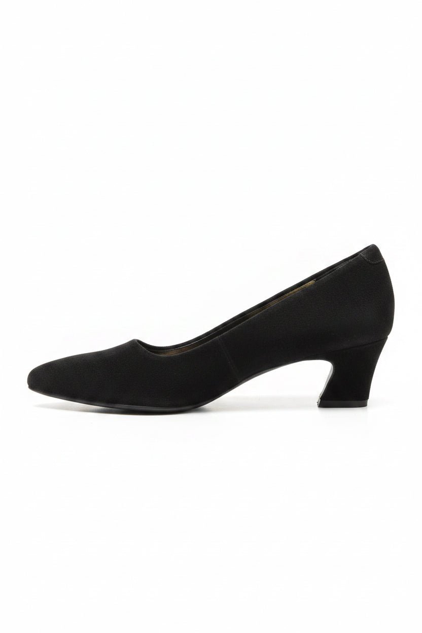 VINTAGE 90s Mootsies Tootsies Twijilo Black Suede Pumps - Gold Insole
